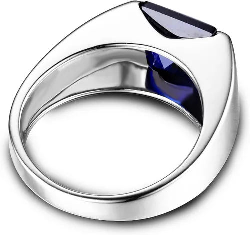Miniatura 5 de JewelryPalace Men's Square 2-3ct Natural Smoky Quartz Created Ruby Alexandrite Sapphire Simulated Emerald Engagement Ring, 14K White Gold Plated 925