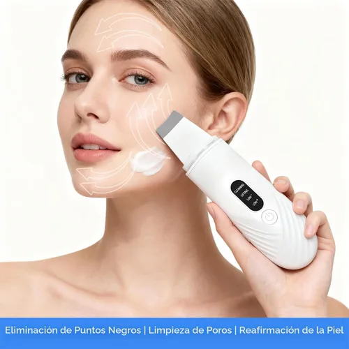 Miniatura 6 de Espátula facial para exfoliar la piel, herramienta removedor de puntos negros para limpieza profunda facial, limpiador de poros con 4 modos, Blanco