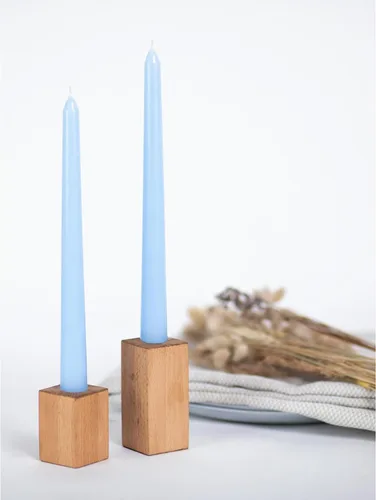 Miniatura 6 de CANDWAX Juego de 4 velas cónicas de 8 pulgadas, velas sin goteo, para cenas, fiestas o bodas, color azul claro