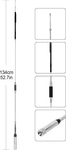 Miniatura 4 de Antena de radio móvil de banda cuádruple 32.8 ft/19.7 ft/6.6 ft/27.6 in 29MHZ/50MHZ/144MHZ/430MHZ para YAESU FT-8900R TYT TH-9800 QYT KT-980 Plus