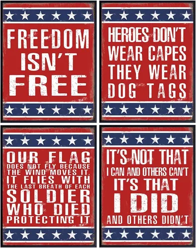 Juego de decoración patriótica para pared, arte de pared con bandera estadounidense, decoración militar, regalo para veteranos, cuerpos de marina,