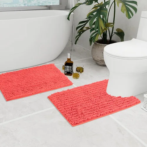 Miniatura 125 de Walensee Alfombra de baño antideslizante (24x17 pulgadas, rosa polvoriento) absorbente de agua, súper suave, lanuda de felpilla, lavable a máquina