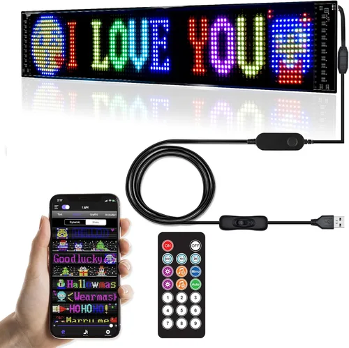 Miniatura 9 de Letreros LED para Coche, Control Programable por Aplicación Bluetooth, Editor de Texto DIY, Patrones, Animaciones para Coche, Sala