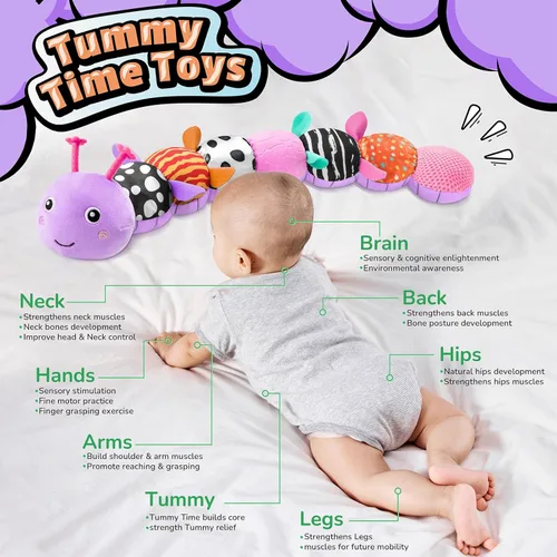 Miniatura 3 de LIGHTDESIRE Juguetes para bebés musicales de oruga, juguetes para bebés de peluche para animales de 3, 6 y 12 meses, juguete sensorial con diseño