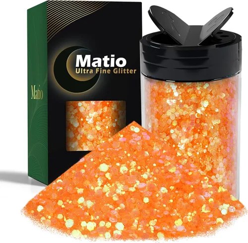 Miniatura 23 de Matio Purpurina gruesa de 7.8 onzas / 7.76 oz de color blanco luna, polvo de purpurina ultrafina, mezcla de copos de PET gruesos, lentejuelas