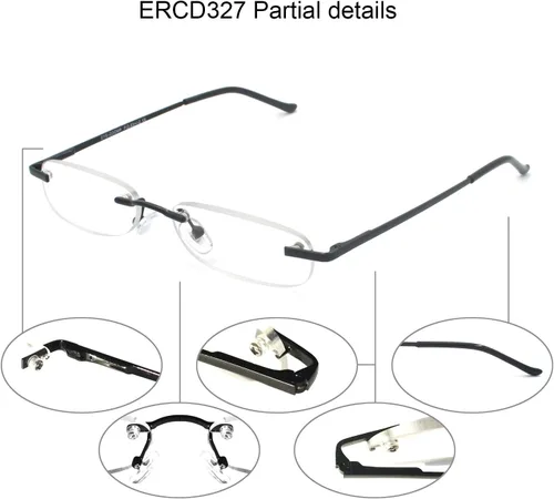 Miniatura 4 de 5 pares de gafas de lectura sin montura de metal con bisagra de resorte ligero estuche delgado para hombres y mujeres