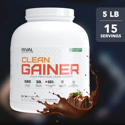 Miniatura 6 de Rival Nutrition Clean Gainer Proteína en Polvo – 5LB Chocolate Fudge – Alta Proteína para Masa Magra y Ganancia de Peso 580 Calorías, 30g