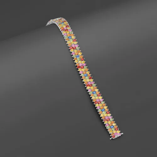 Miniatura 3 de Ross-Simons Pulsera de zafiro multicolor de 32.00 quilates en plata de ley, Gema, Zafiro