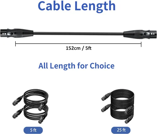 Miniatura 5 de SMALL-EYE Cable DMX de 5 pines hembra a hembra, paquete de 2 unidades de 5 pies, puente blindado de 4 núcleos para divisores de señal y paneles