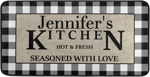 Miniatura 9 de Alfombras de cocina personalizadas con diseño de búfalo blanco, antideslizantes, acolchadas, antifatiga, para baño, cuarto de servicio, estar parado
