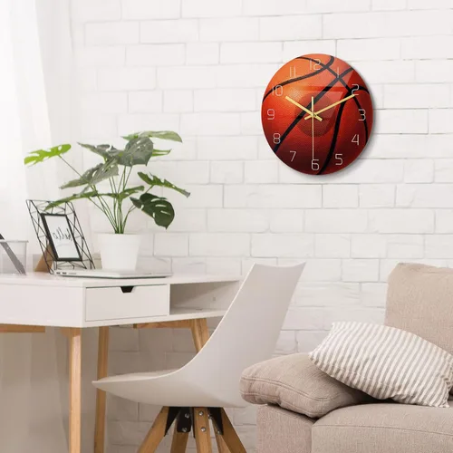 Miniatura 7 de Garneck Reloj de pared de baloncesto de 11.8 pulgadas, decorativo, acrílico, silencioso, para sala de estar, niños, dormitorio, estudio, decoración