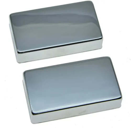 Miniatura 2 de KAISH Juego de 2 fundas selladas para pastillas de guitarra Humbucker de latón sin agujeros cromadas Cromo