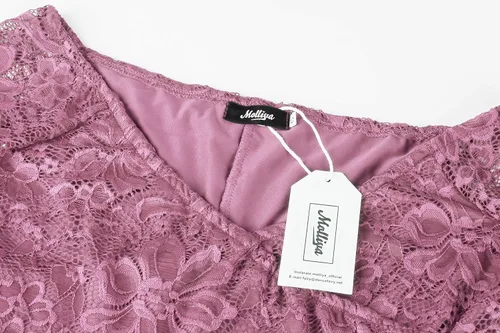 Miniatura 5 de Molliya - Vestido largo de maternidad de encaje y hombros descubiertos Maxi vestido elegante elástico, para baby shower y sesión de fotografías