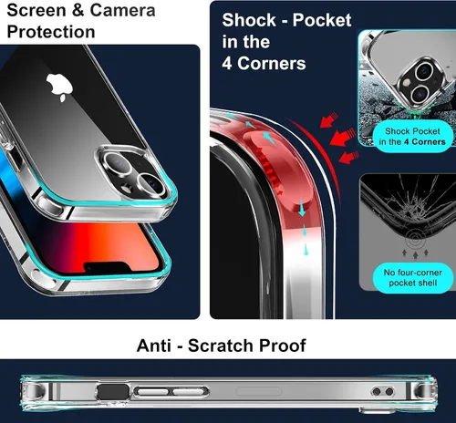 Miniatura 4 de CEDO Funda con soporte para iPhone 15, ajustable en 3 direcciones con soporte de metal, parachoques resistente a golpes de grado militar, cubierta