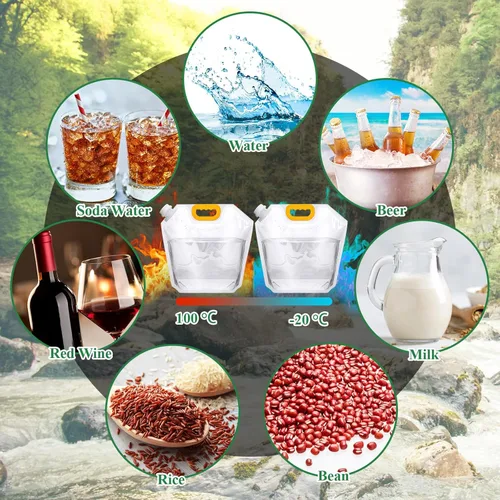 Miniatura 6 de Tessco for you 1.3 Gallon Collapsible Water Storage Bag Water Container Emergency Jug Plastic Storage Pouch Freezable Carrier Tank Foldable Bottle
