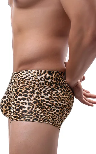 Miniatura 4 de IKINGSKY iKingksy - Calzoncillos tipo bóxer de leopardo para hombre, de tiro bajo