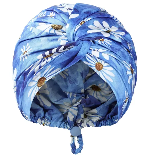 Miniatura 8 de Gorro de satén de seda ajustable para envolver el cabello para dormir, gorro de dormir de doble capa, turbante nocturno para cabello largo y rizado