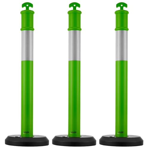 Miniatura 9 de VEVOR Paquete de 3 postes de delineador de tráfico, conos de seguridad de tráfico de 48 pulgadas con base rellenable y tiras reflectantes, postes