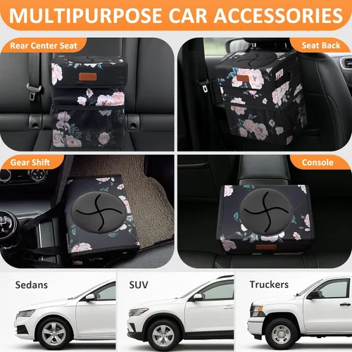 Miniatura 5 de Vankor Papelera para coche de 3 galones con tapa, bolsa de basura colgante impermeable para vehículos, papeleras para automóviles a prueba de fugas