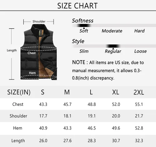 Miniatura 5 de Vcansion Men's Outdoor Casual Stand Collar Padded Vest Coat