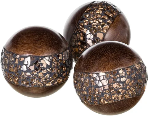 Miniatura 5 de Creative Scents Schonwerk - Orbes decorativos de nogal marrón para cuencos y rellenos de jarrones (juego de 3) bolas de resina para sala, comedor