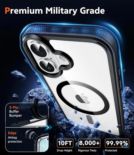 Miniatura 880 de FNTCASE Funda para iPhone 13 Pro-Max: Fundas magnéticas transparentes compatibles con Magsafe Slim anti amarillamiento protección contra caídas