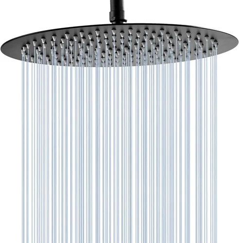 Cabezal de ducha redondo de 12 pulgadas, cabezal de ducha grande de acero inoxidable de alta presión, ducha de lluvia ultrafina, conexión de 1/2,