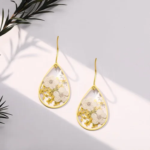 Miniatura 103 de Forget-Me-Not and Queen Anne's Lace Pressed Wildflower Earrings Pressed Flower Earrings Handmade Drop and Dangle Earrings Gift for Woman