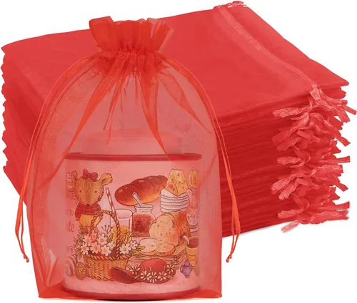 Miniatura 53 de Crweety 50 Piezas Bolsas de Organza Doradas de 3 x 4 Pulgadas, Pequeñas Bolsas de Regalo de Malla con Cordón para Favores de Boda, Despedida