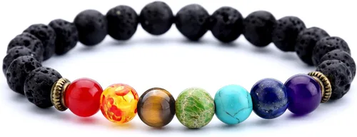 Hamoery Pulsera de chakra de 0.315 in para hombre y mujer, 0.315 in, piedra natural, pulsera de yoga