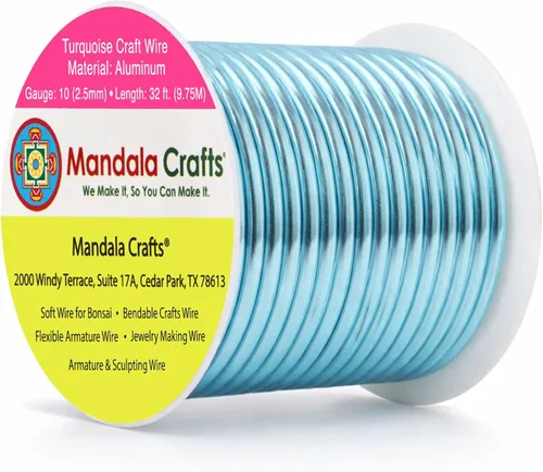 Miniatura 397 de Mandala Crafts - Alambre de aluminio anodizado de 8 calibre para hacer joyas - 9.75 m de alambre flexible negro colorido - Flexible para bonsái