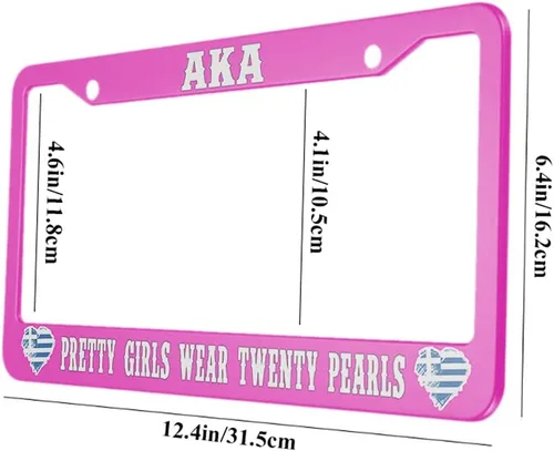 Miniatura 2 de oFloral Aka Pretty Women Wear Twenty Pearls Marco de matrícula de aleación de aluminio en forma de corazón bandera de Grecia azul, blanco y rosa