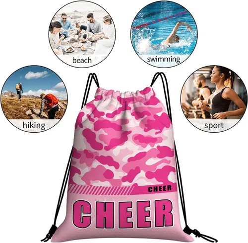 Miniatura 29 de Mochila con cordón impermeable para gimnasio, bolsas con cordón, bolsa de cuerda deportiva, mochila de camuflaje, Bolsas con cordón Cheer - Bolsas