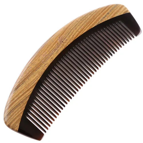 Miniatura 3 de Breezelike Peine para el cabello – Peine de dientes finos de madera para mujeres, hombres y niños – Peine de cuerno de búfalo de sándalo sin estática