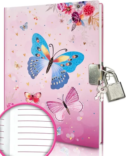 Miniatura 10 de GINMLYDA Diario para niñas con candado para niños, 7 x 5.25 pulgadas, 160 páginas rayadas, cuaderno secreto de princesa rosa para niñas