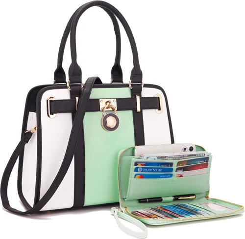 Miniatura 22 de Conjuntos de bolsos para mujeres, bolsos de hombro con asa superior, maletín de trabajo, conjunto de carteras tipo tote con billetera a juego, 2