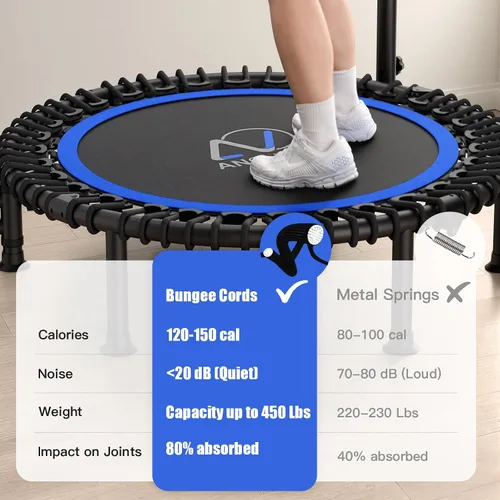 Miniatura 3 de ANCHEER Trampolín de 40 pulgadas, mini trampolín de rebote para adultos/niños con mango de espuma ajustable de 4 niveles, trampolín de fitness