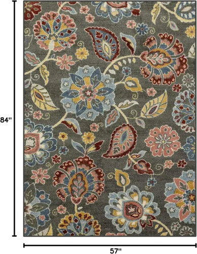Miniatura 2 de Maples Rugs Gardena - Alfombras de área floral, fabricadas en Estados Unidos, lavable, antideslizante, alfombra de interior para entrada, vestíbulo