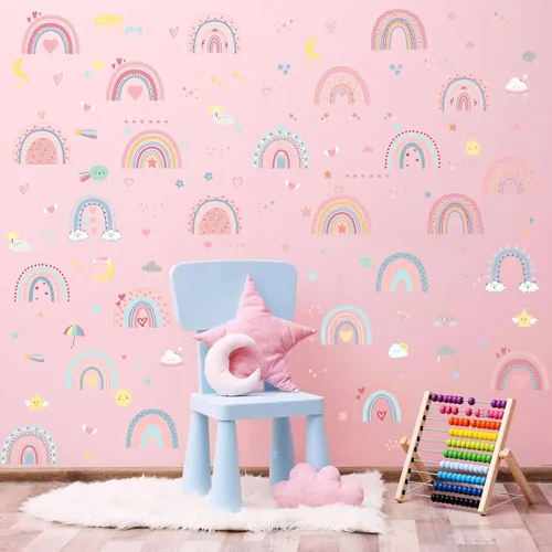 Miniatura 4 de Pegatinas de pared de arcoíris boho que brillan en la oscuridad, pegatinas de pared de arcoíris pequeñas luminosas y coloridas, autoadhesivas
