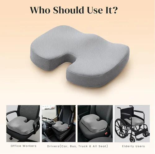 Miniatura 3 de GRAND PITSTOP Cojín de asiento de espuma viscoelástica para silla de oficina, automóvil y hogar, almohadilla ortopédica para aliviar el dolor