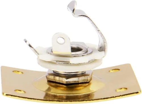 Miniatura 3 de 6 piezas Yootones Square Jack placa de salida de guitarra bajo Jack Socket compatible con piezas de guitarra eléctrica accesorios (dorado)