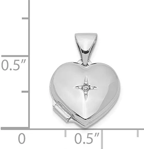 Miniatura 3 de 12mm Diamond Accent diseño con forma de corazón Locket en plata de ley