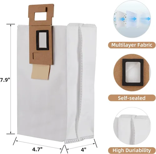 Miniatura 3 de Paquete de 4 bolsas de polvo para aspiradora Roborock S7 / S7+ Base de vacío automático Juego de accesorios de fábrica de fuente de bolsa