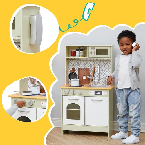Miniatura 3 de Teamson Kids - Little Chef Boston Modern Play Kitchen - Verde oliva/Blanco 22.25 x 12 x 37.5 pulgadas