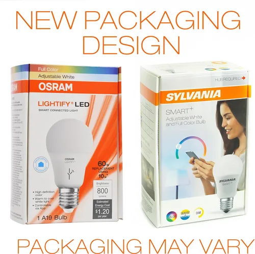 Miniatura 2 de Sylvania SMART+ ZigBee - Bombilla LED A19 que cambia de color y regulable, equivalente a 60 W, funciona con SmartThings, Wink y Amazon Echo Plus