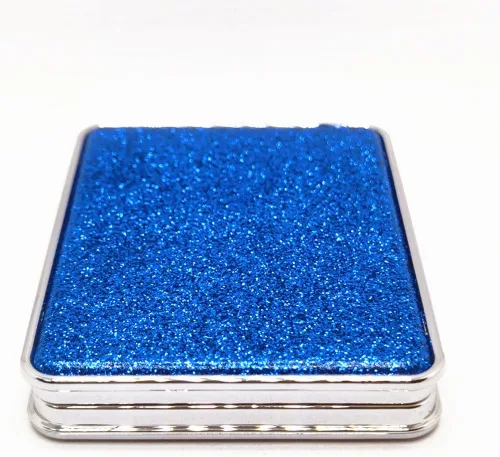 Miniatura 11 de Bonito espejo compacto en forma de corazón para bolso, espejo de viaje negro con purpurina, espejo de bolsillo pequeño de cuero, espejo
