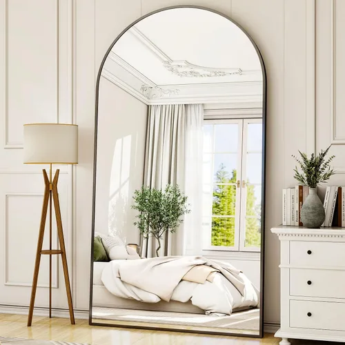 Miniatura 29 de Easly Espejo de Cuerpo Completo de Gran Tamaño, 76" x 34" Espejo Arqueado de Cuerpo Completo, Marco de Metal Negro, Espejo de Piso para Dormitorio