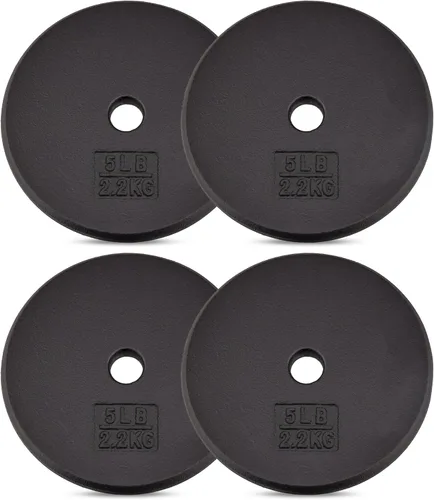 Miniatura 11 de Yes4All Standard Weight Plates, 1-Inch Cast Iron Barbell Weights, Wide Range 5–50 LB, Ideal for Strength Training & Workout Routine, Available in