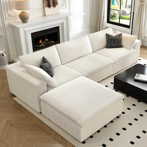 Miniatura 36 de LoveSeat Cloud Couch Sofá Seccional Modular para Sala de Estar, Sofá Moderno con Asiento Profundo, Sofá de 2 Plazas Sin Huesos con Otomana, Cómodos