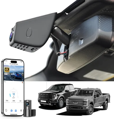Mangoal Cámara de tablero delantera 4K y trasera 1080P para Ford F150 2018-2025 F250/F350/F450 Super Duty 2020-2026 XLT Lariat King Ranch Raptor